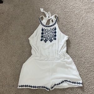 White halter top romper
